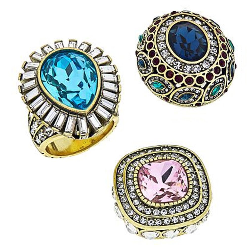 Heidi Daus ENCHANTE Interchangeable 4-Pc RING Set Pink/Blue/Navy Colors 5